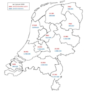 Kaart van Nederland met gegevens